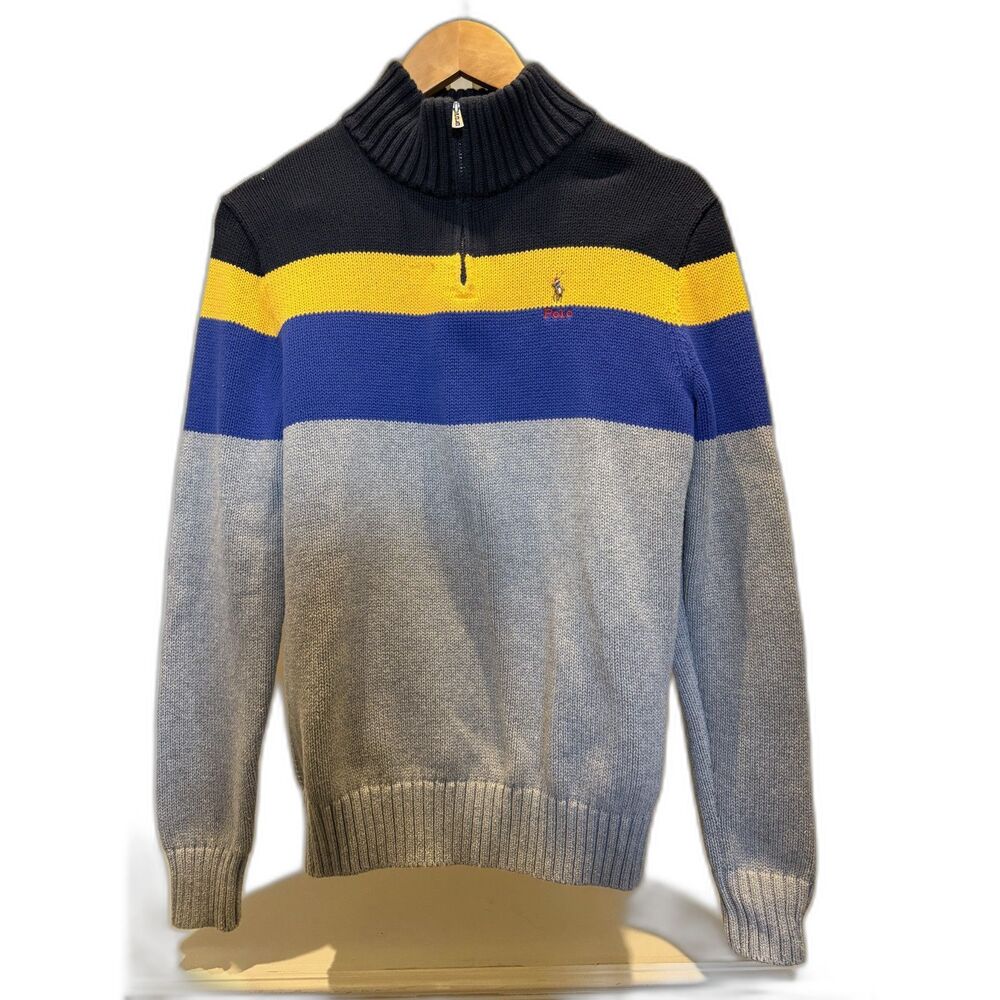 Polo Ralph Lauren Color-Blocked Cotton Quarter Zip Sweater XL 18-20